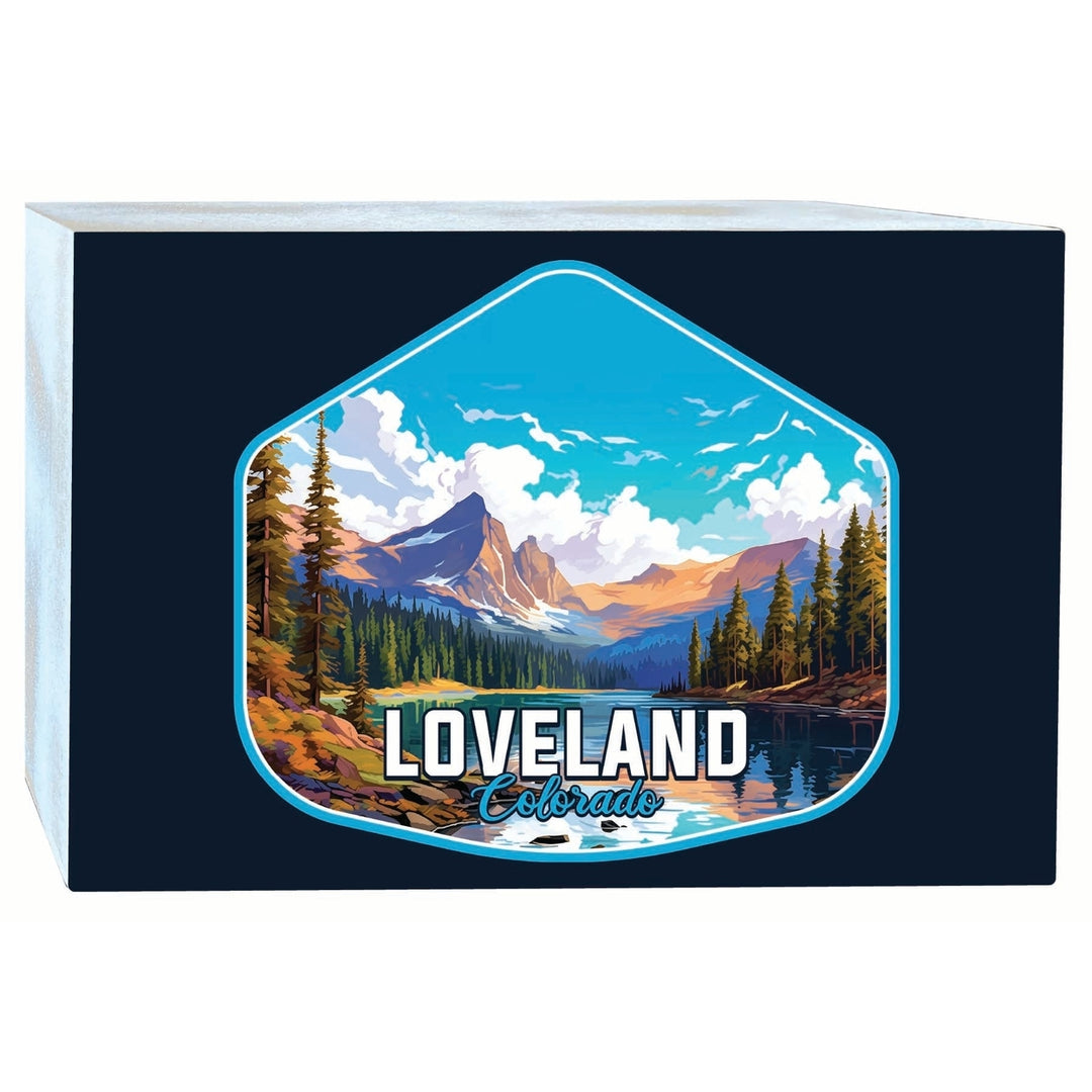 Loveland Colorado Mountain Landscape Design Souvenir Wood sign with frame 5x7 Image 1