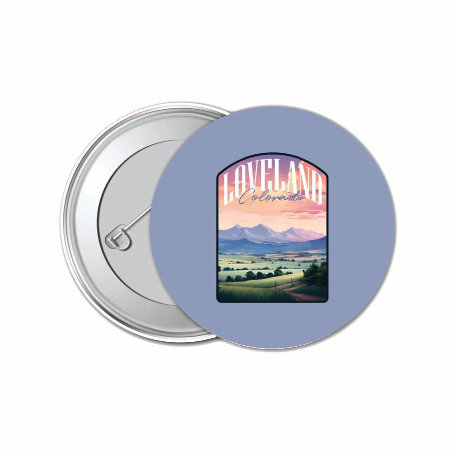 Loveland Colorado Pastel Landscape Design Souvenir Small 1-Inch Button Pin 4 Pack Image 1