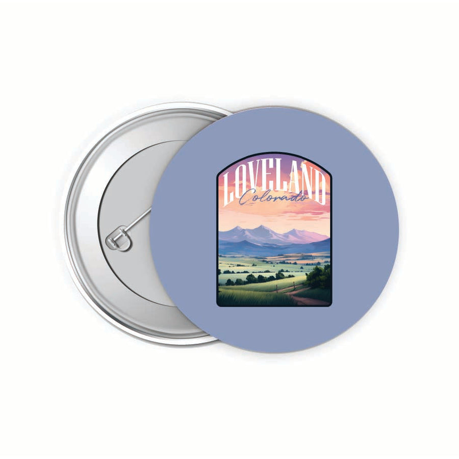 Loveland Colorado Pastel Landscape Design Souvenir Small 2-Inch Button Pin 4 Pack Image 1