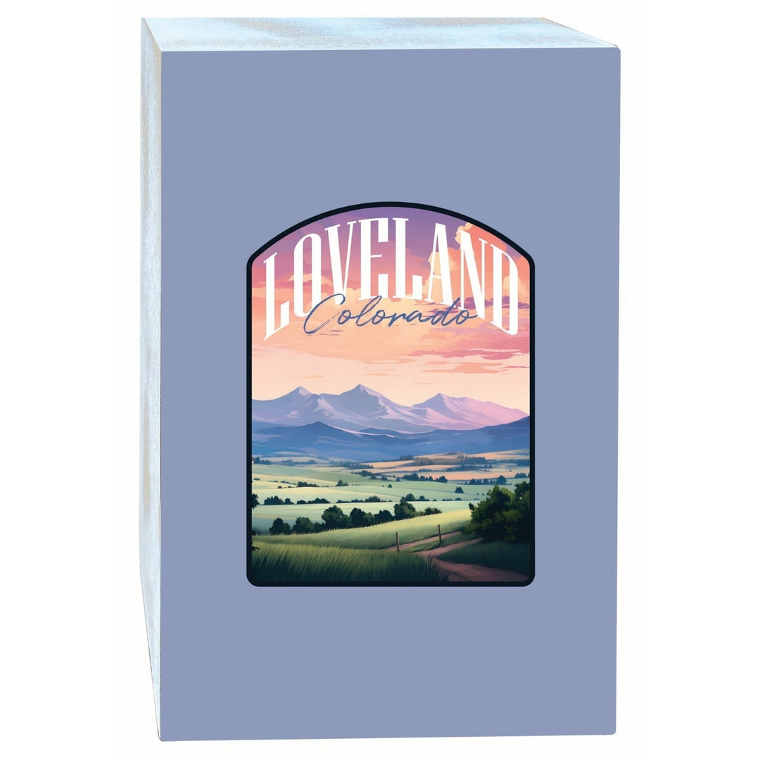 Loveland Colorado Pastel Landscape Design Souvenir Wood sign with frame 5x7 Image 1