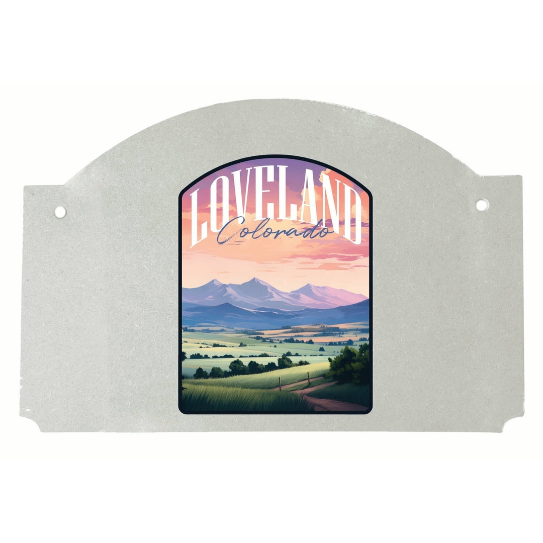 Loveland Colorado Pastel Landscape Design Souvenir Wood sign flat with string Image 1