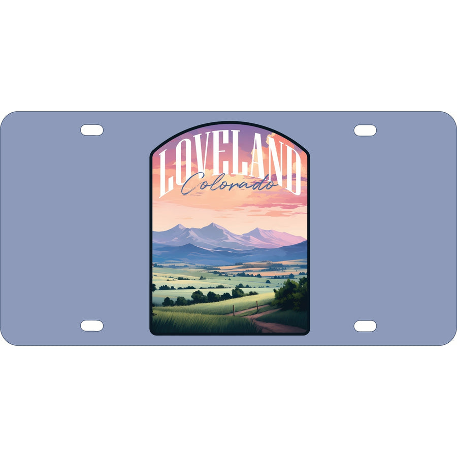 Loveland Colorado Pastel Landscape Design Souvenir Mini Metal License Plate 4.75 x 2.25 inch Image 1