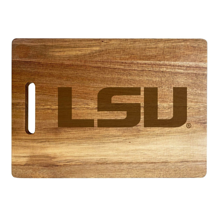 LSU Tigers Engraved Wooden Cutting Board 10" x 14" Acacia Wood Officially Licensed Collegiate Product Image 1