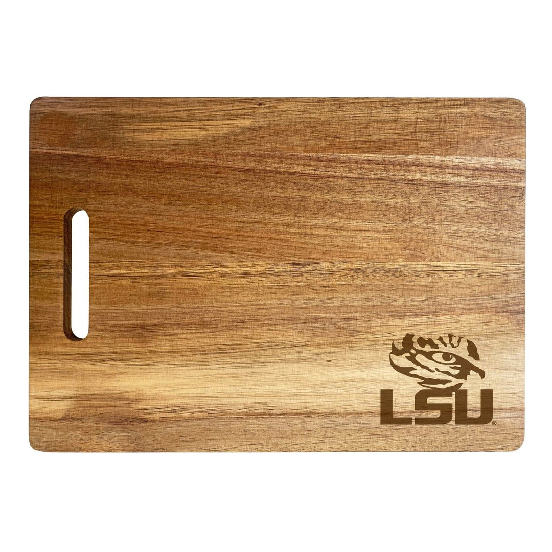 LSU Tigers Engraved Wooden Cutting Board 10" x 14" Acacia Wood Officially Licensed Collegiate Product Image 2