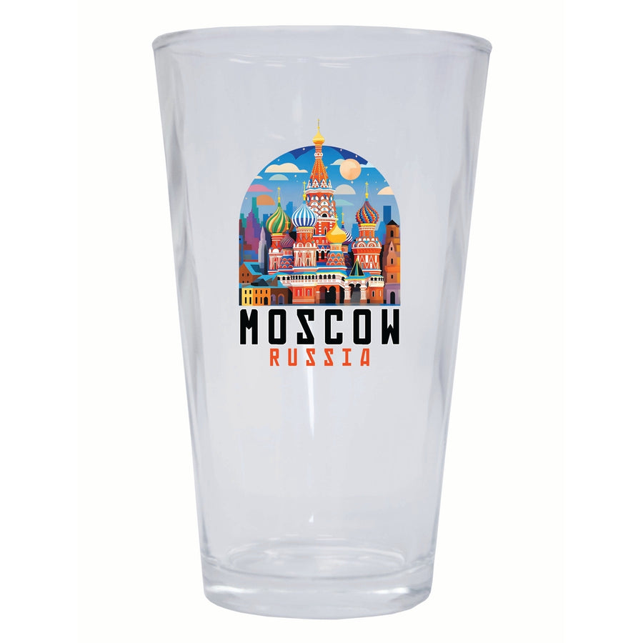 Moscow Russia Saint Basils Cathedral Illustration Design Souvenir 16 oz Pint Glass Image 1