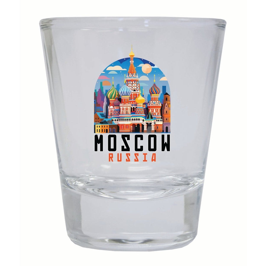 Moscow Russia Saint Basils Cathedral Illustration Design Souvenir 2 Ounce Shot Glass Round Image 1