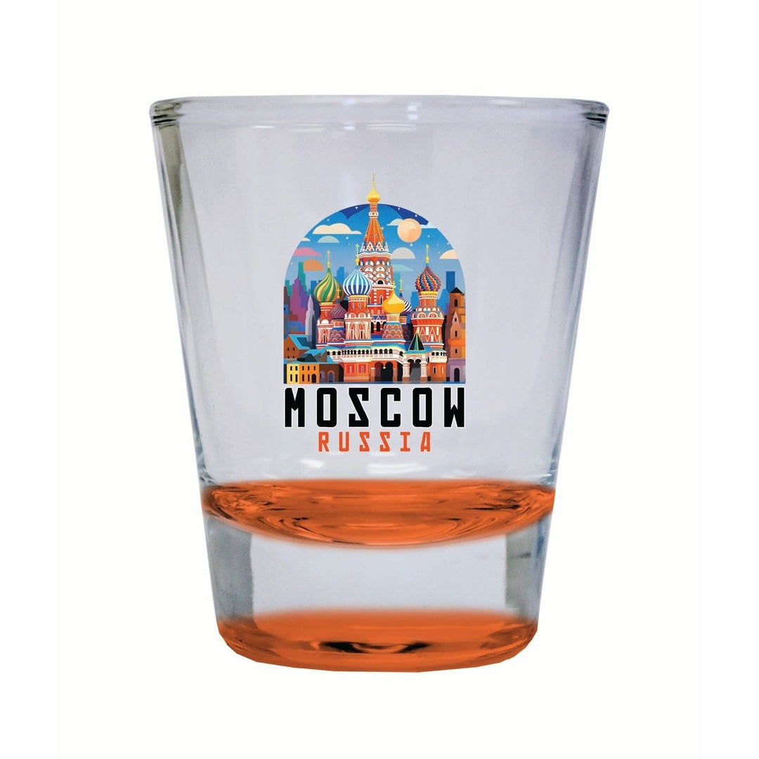 Moscow Russia Saint Basils Cathedral Illustration Design Souvenir 2 Ounce Shot Glass Round Image 1