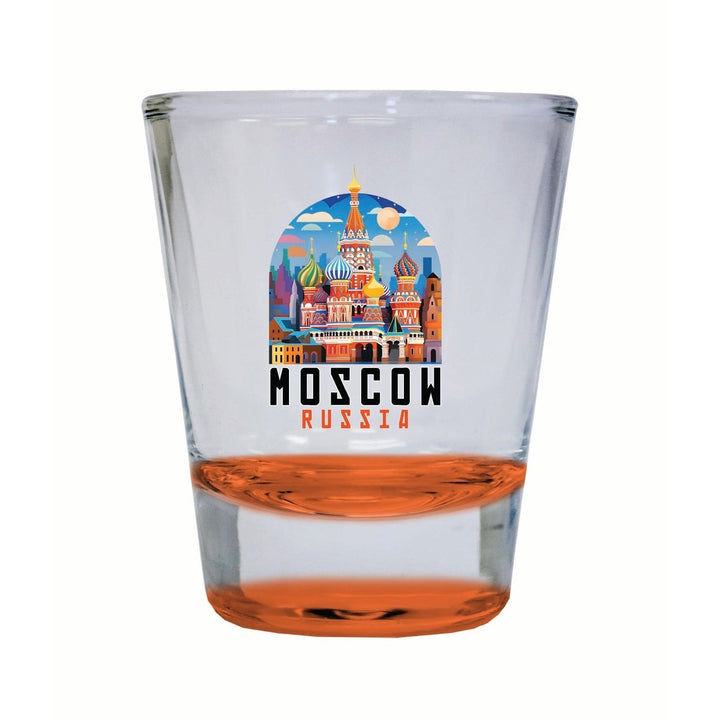 Moscow Russia Saint Basils Cathedral Illustration Design Souvenir 2 Ounce Shot Glass Round Image 1