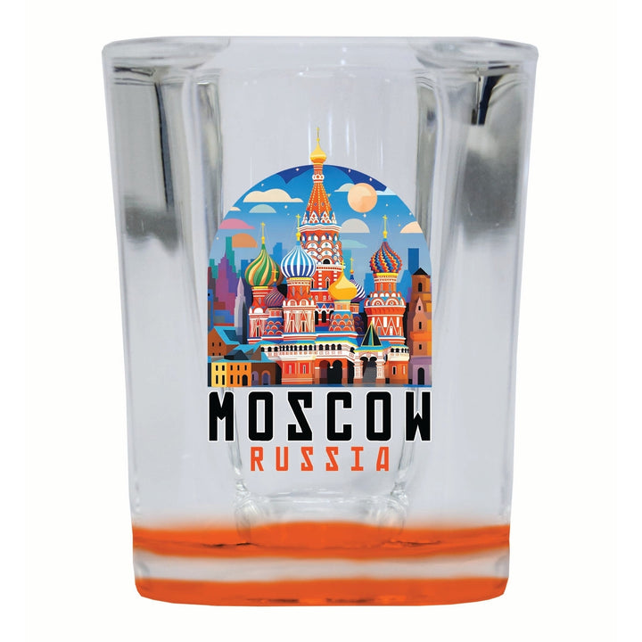 Moscow Russia Saint Basils Cathedral Illustration Design Souvenir 2 Ounce Shot Glass Square Image 1