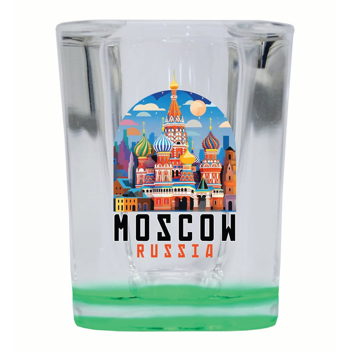 Moscow Russia Saint Basils Cathedral Illustration Design Souvenir 2 Ounce Shot Glass Square Image 2