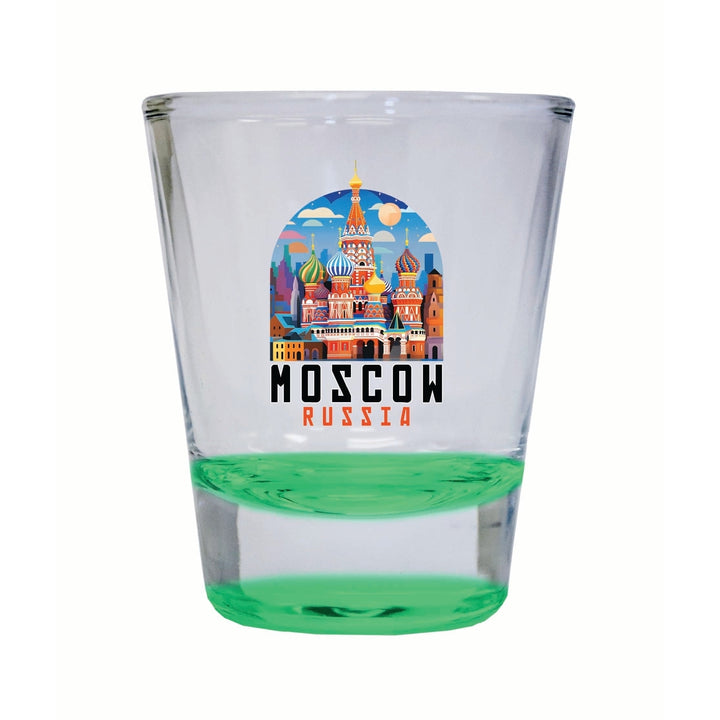 Moscow Russia Saint Basils Cathedral Illustration Design Souvenir 2 Ounce Shot Glass Round Image 3