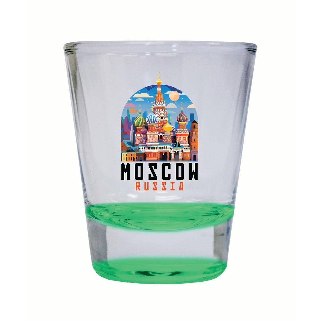 Moscow Russia Saint Basils Cathedral Illustration Design Souvenir 2 Ounce Shot Glass Round Image 1