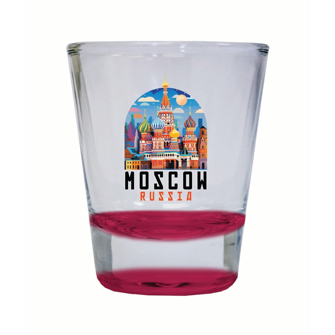 Moscow Russia Saint Basils Cathedral Illustration Design Souvenir 2 Ounce Shot Glass Round Image 4