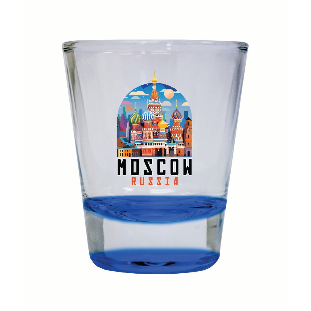 Moscow Russia Saint Basils Cathedral Illustration Design Souvenir 2 Ounce Shot Glass Round Image 4