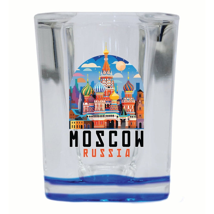 Moscow Russia Saint Basils Cathedral Illustration Design Souvenir 2 Ounce Shot Glass Square Image 3