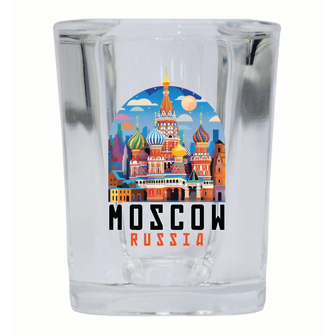 Moscow Russia Saint Basils Cathedral Illustration Design Souvenir 2 Ounce Shot Glass Square Image 4