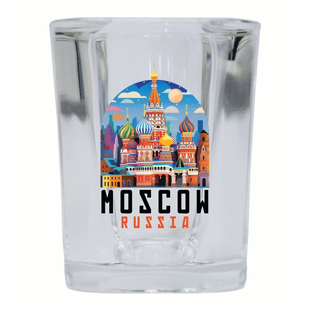 Moscow Russia Saint Basils Cathedral Illustration Design Souvenir 2 Ounce Shot Glass Square Image 1