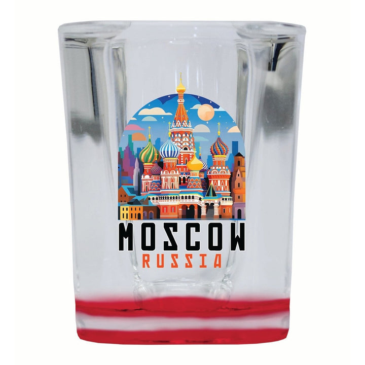 Moscow Russia Saint Basils Cathedral Illustration Design Souvenir 2 Ounce Shot Glass Square Image 4