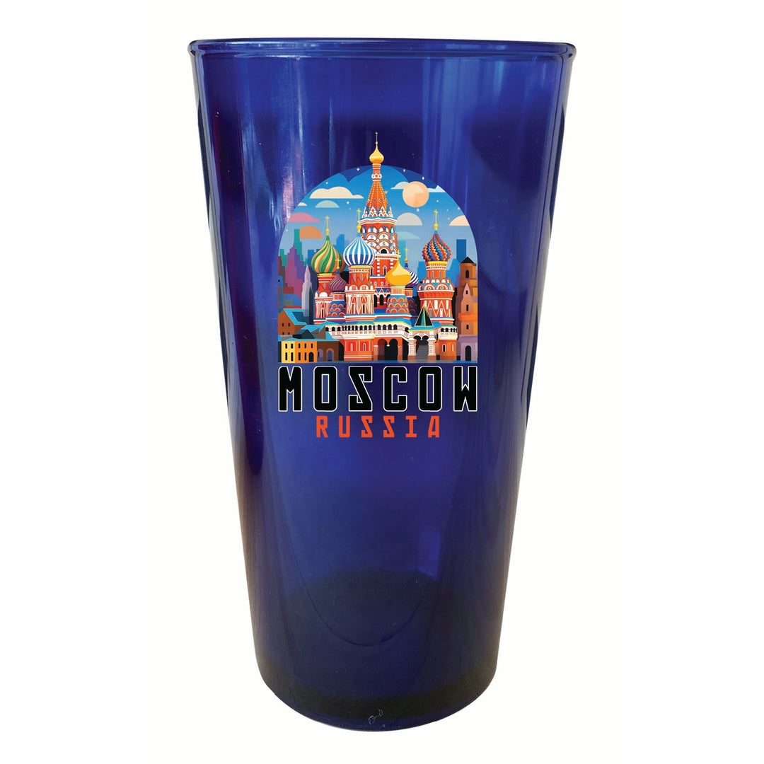 Moscow Russia Saint Basils Cathedral Illustration Design Souvenir Plastic 16 oz pint Image 1