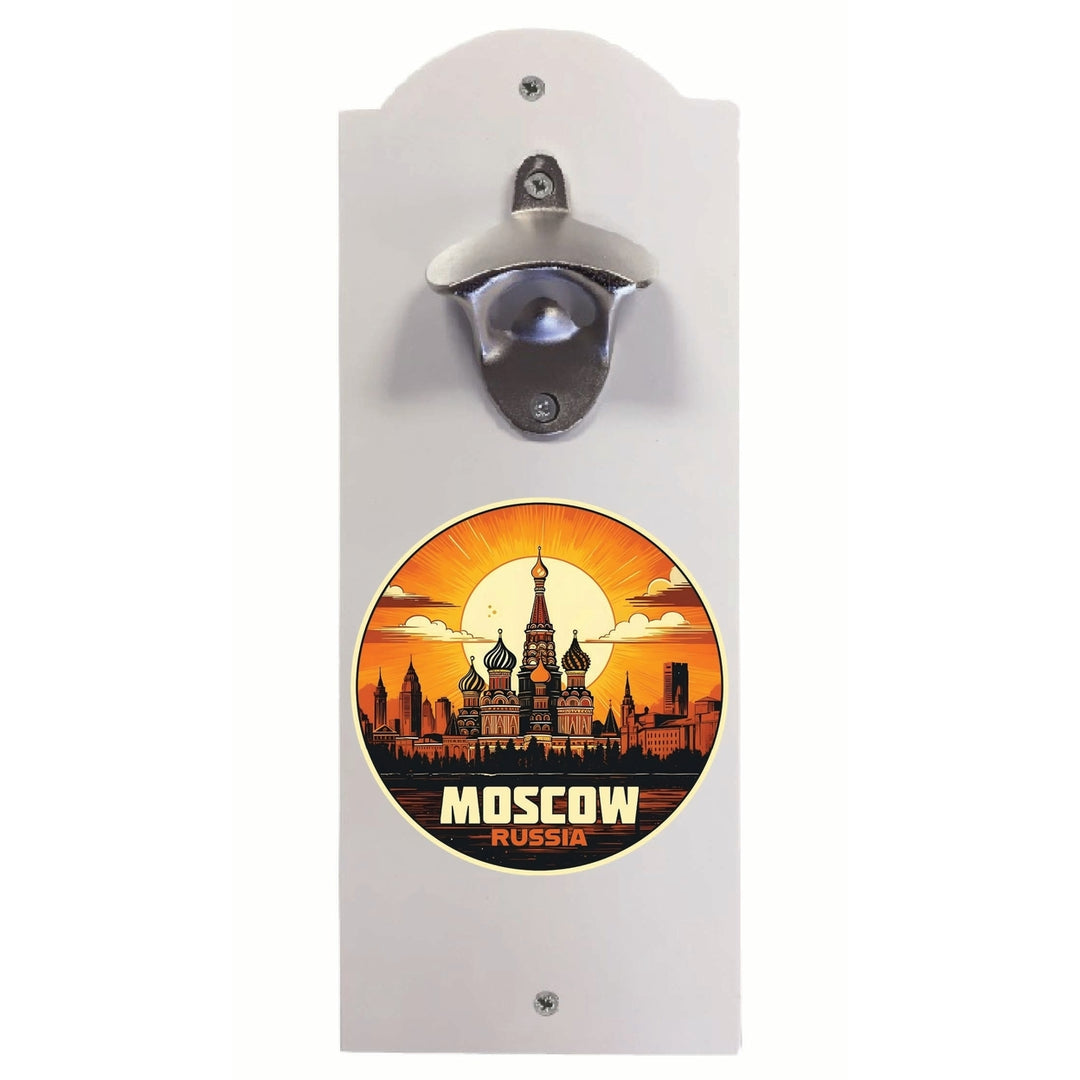 Moscow Russia Saint Basils Cathedral Sunset Design Souvenir Wall mounted bottle opener Image 1