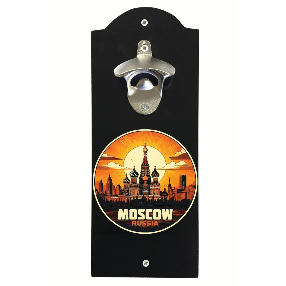 Moscow Russia Saint Basils Cathedral Sunset Design Souvenir Wall mounted bottle opener Image 2