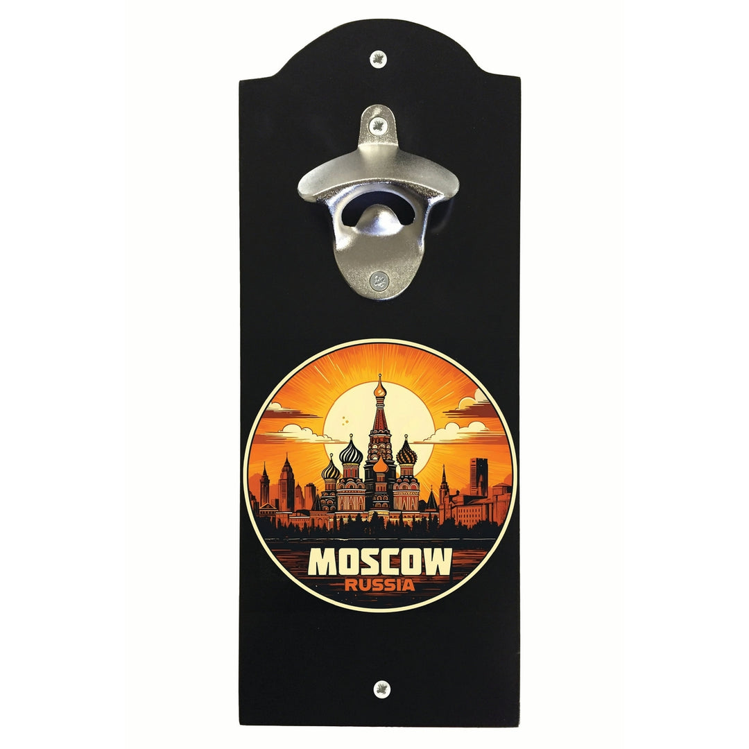 Moscow Russia Saint Basils Cathedral Sunset Design Souvenir Wall mounted bottle opener Image 2