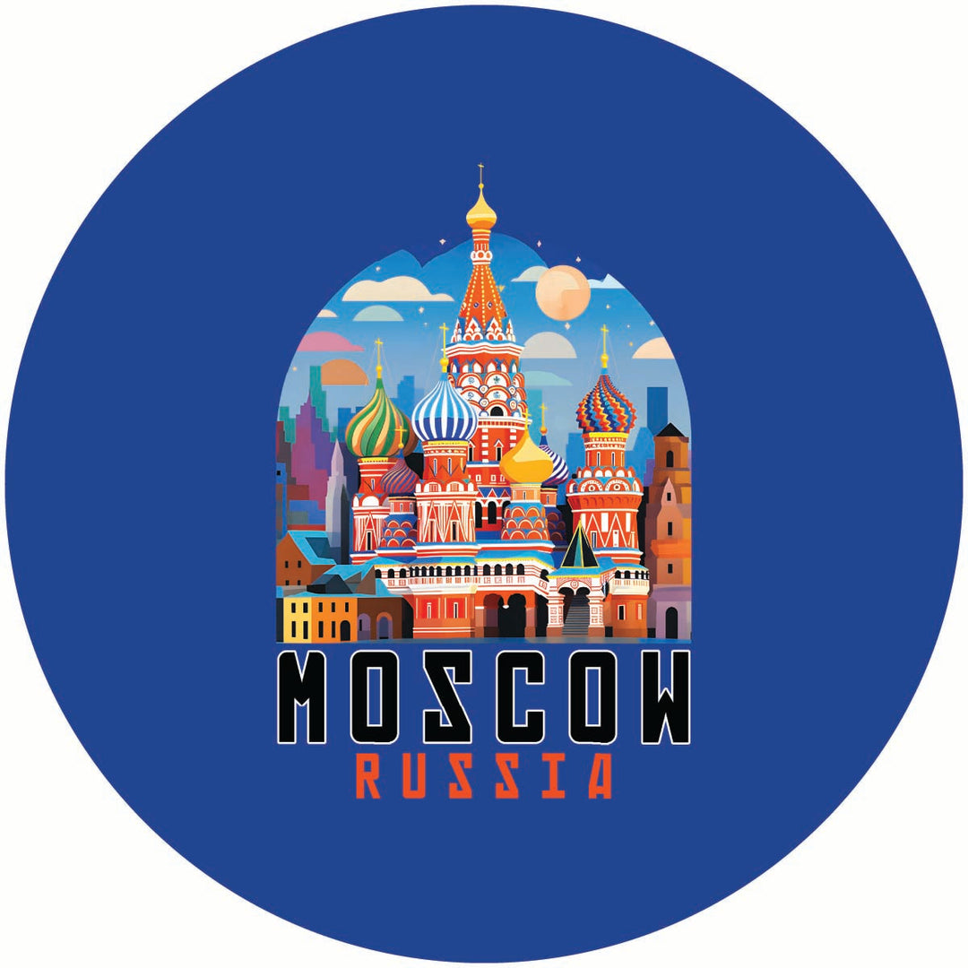 Moscow Russia Saint Basils Cathedral Illustration Design Souvenir Coaster Paper 4 Pack Image 1