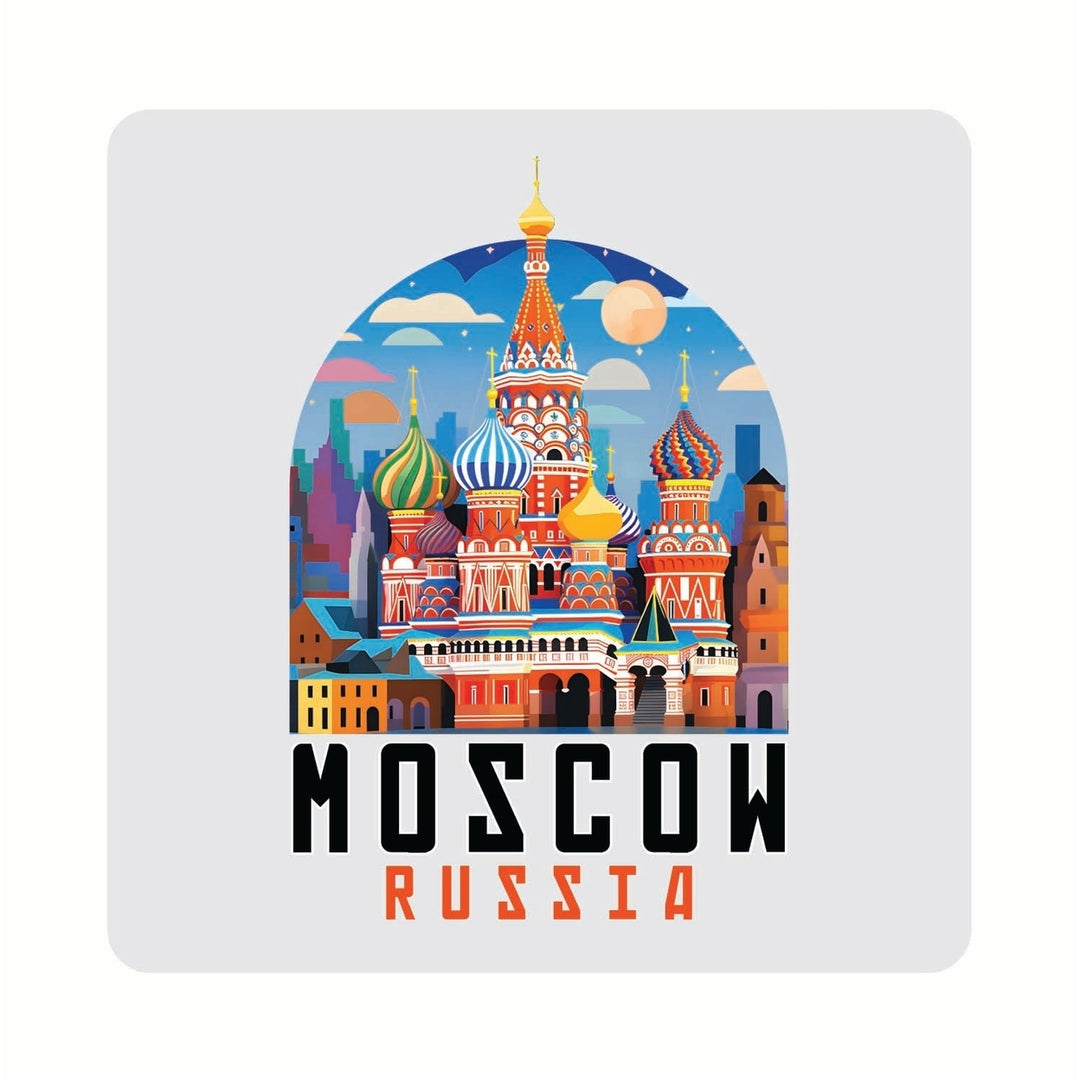 Moscow Russia Saint Basils Cathedral Illustration Design Souvenir 4x4-Inch Coaster Acrylic 4 Pack Image 1