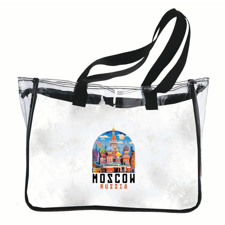 Moscow Russia Saint Basils Cathedral Illustration Design Souvenir Clear Tote Bag Image 1