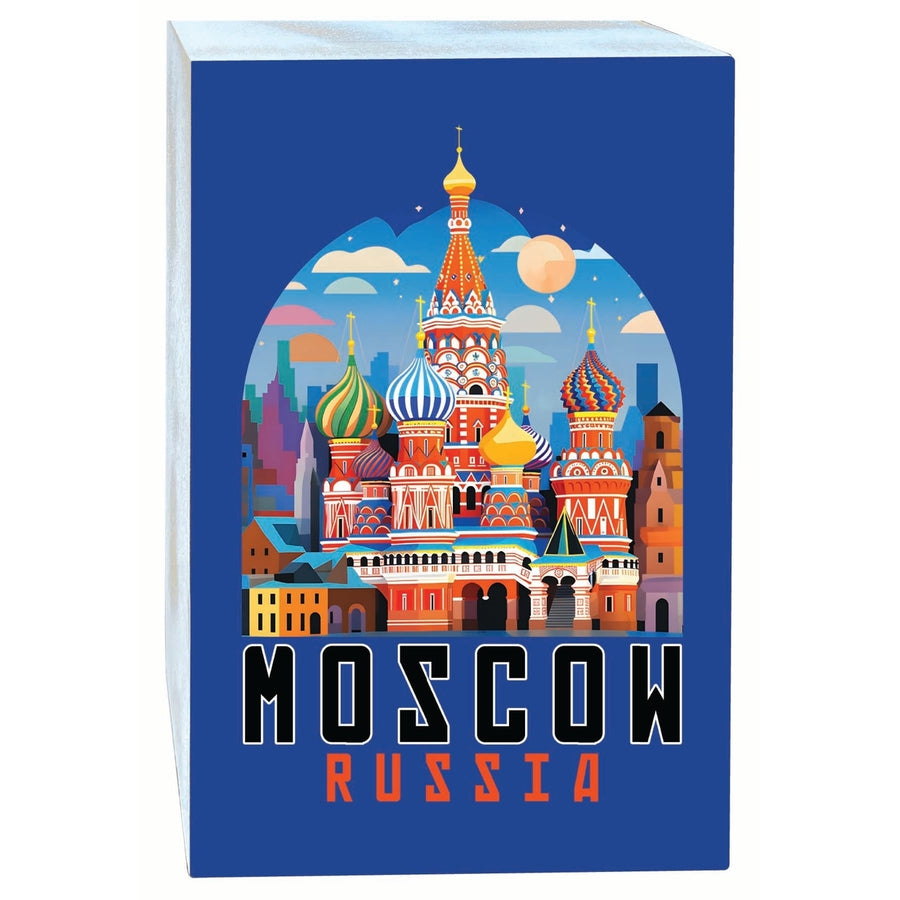 Moscow Russia Saint Basils Cathedral Illustration Design Souvenir Wood sign with frame 5x7 Image 1