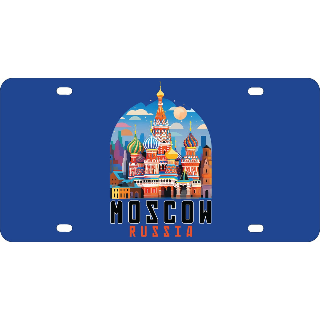 Moscow Russia Saint Basils Cathedral Illustration Design Souvenir Metal License Plate Image 1