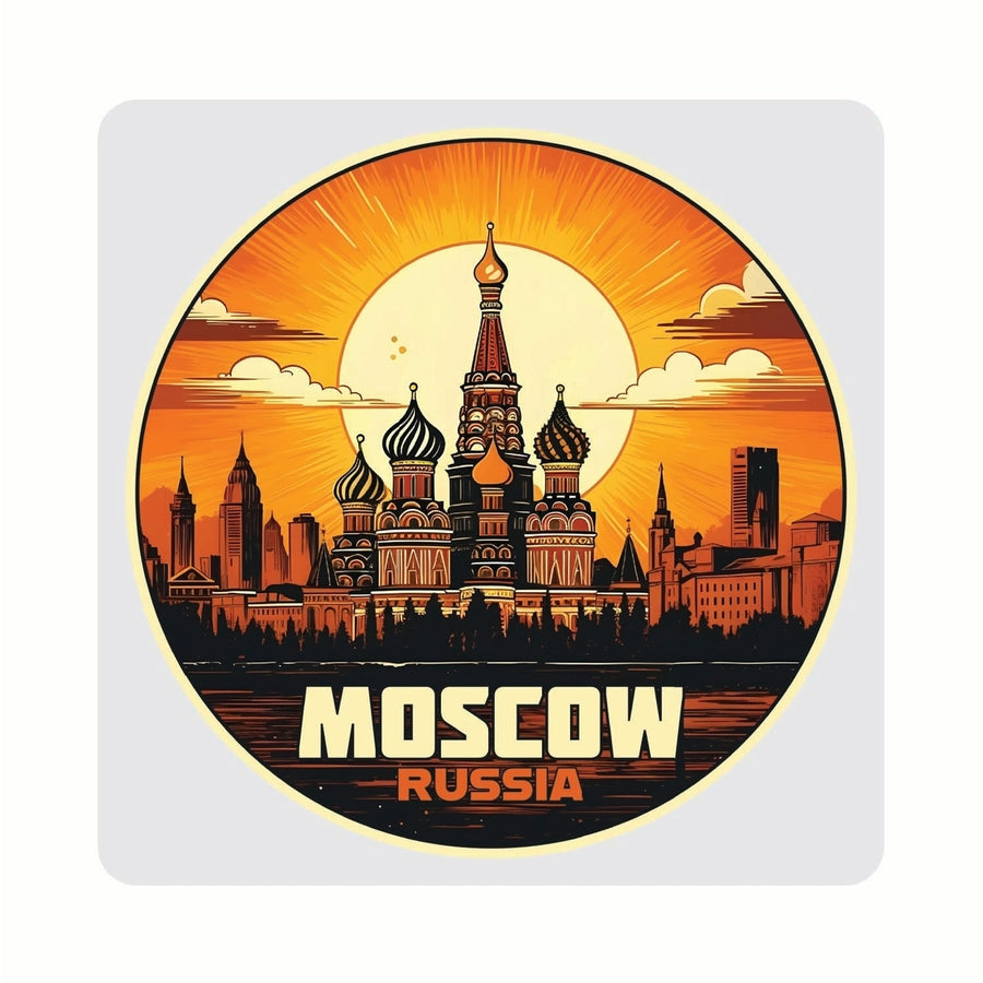 Moscow Russia Saint Basils Cathedral Sunset Design Souvenir 4x4-Inch Coaster Acrylic 4 Pack Image 1