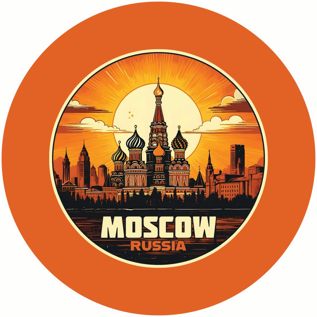 Moscow Russia Saint Basils Cathedral Sunset Design Souvenir Coaster Paper 4 Pack Image 1