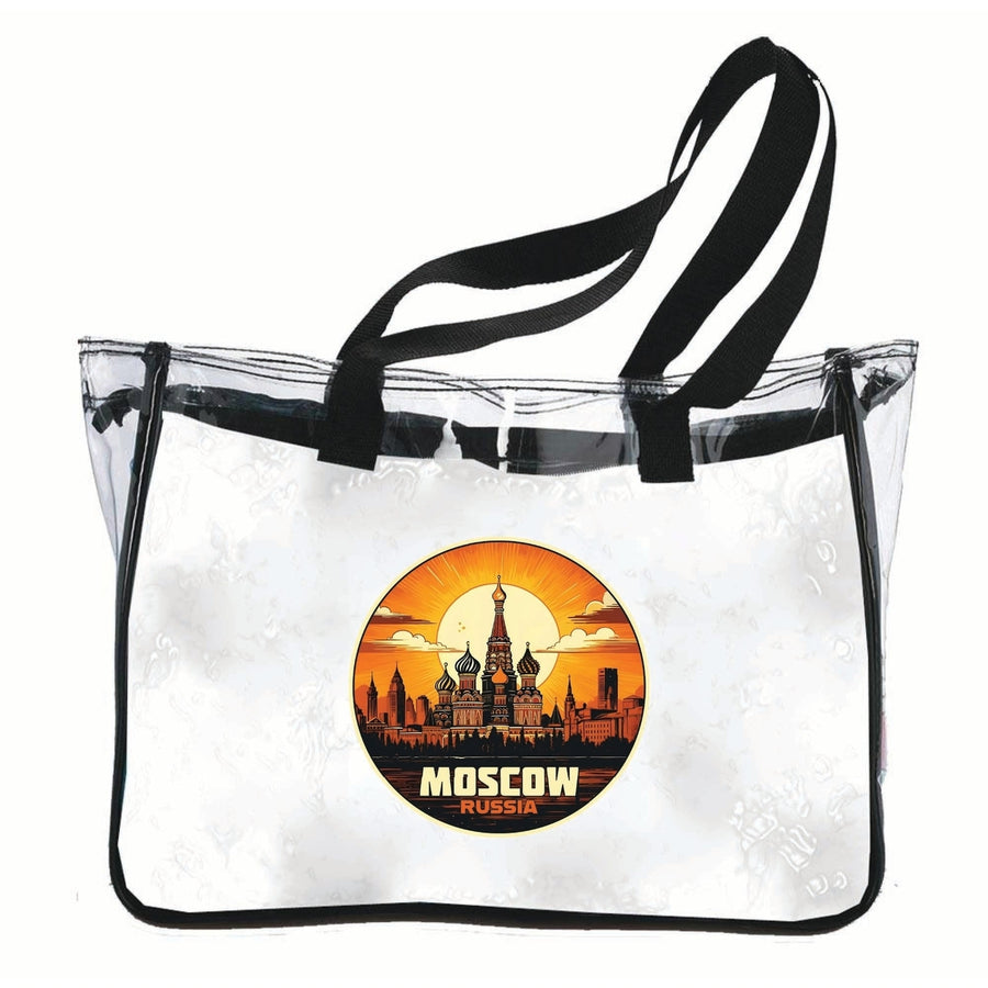 Moscow Russia Saint Basils Cathedral Sunset Design Souvenir Clear Tote Bag Image 1