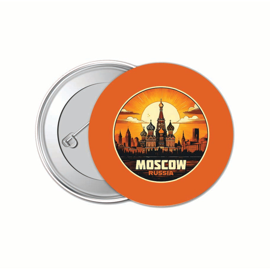 Moscow Russia Saint Basils Cathedral Sunset Design Souvenir Small 1-Inch Button Pin 4 Pack Image 1