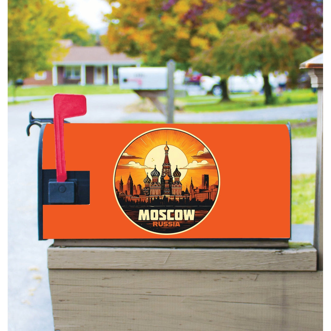 Moscow Russia Saint Basils Cathedral Sunset Design Souvenir Magnetic Mailbox Cover Image 1