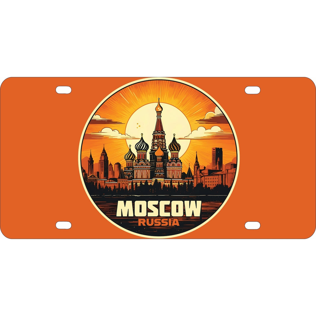 Moscow Russia Saint Basils Cathedral Sunset Design Souvenir Metal License Plate Image 1