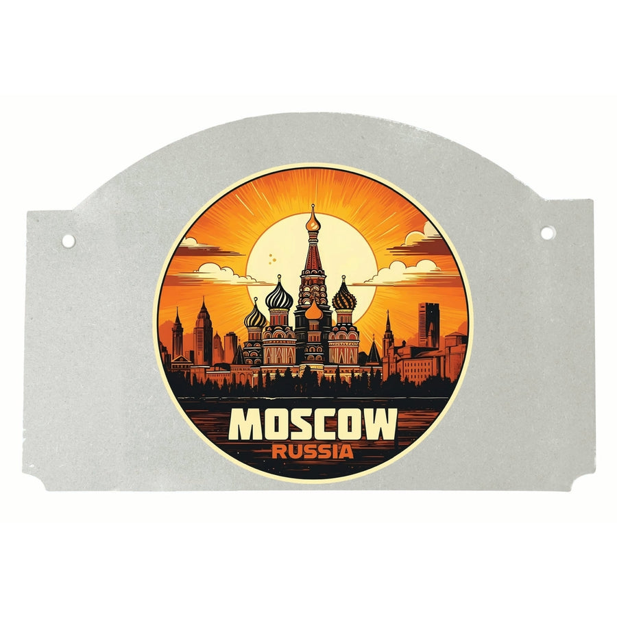 Moscow Russia Saint Basils Cathedral Sunset Design Souvenir Wood sign flat with string Image 1