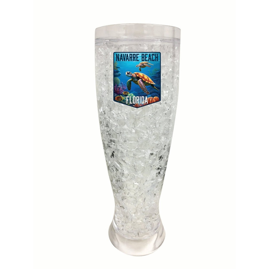 Navarre Beach Florida Underwater Turtle Design Souvenir 16 oz Plastic Broken Glass Frosty Mug Image 1