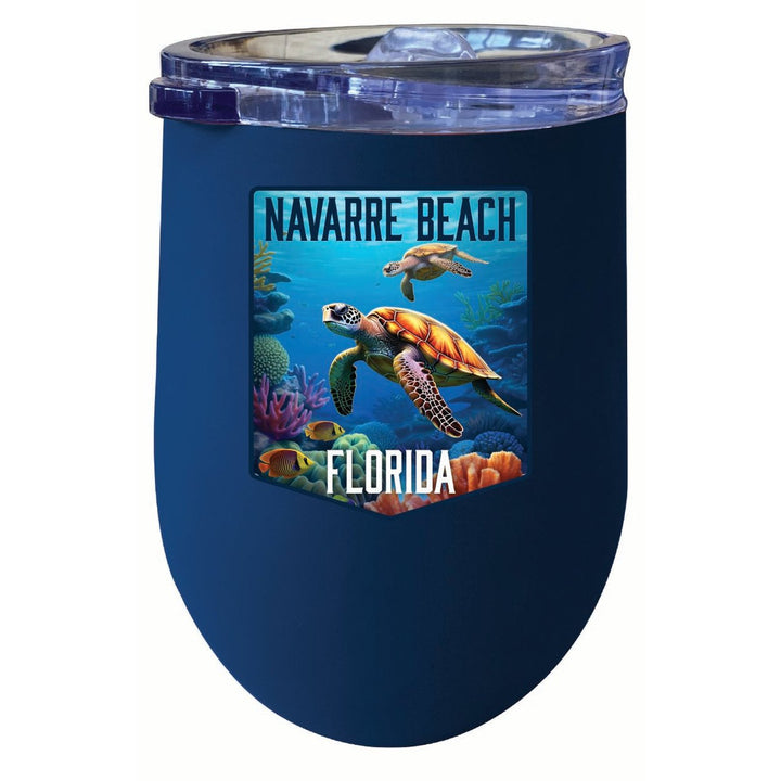 Navarre Beach Florida Underwater Turtle Design Souvenir 12 oz Insulated Wine Stainless Steel Tumbler Image 4