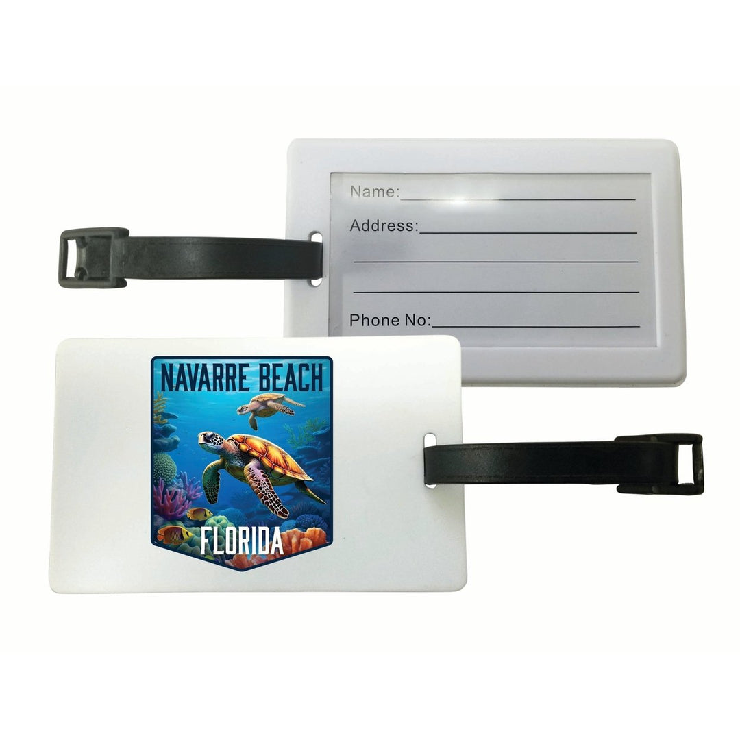 Navarre Beach Florida Underwater Turtle Design Souvenir Luggage Tag Image 1