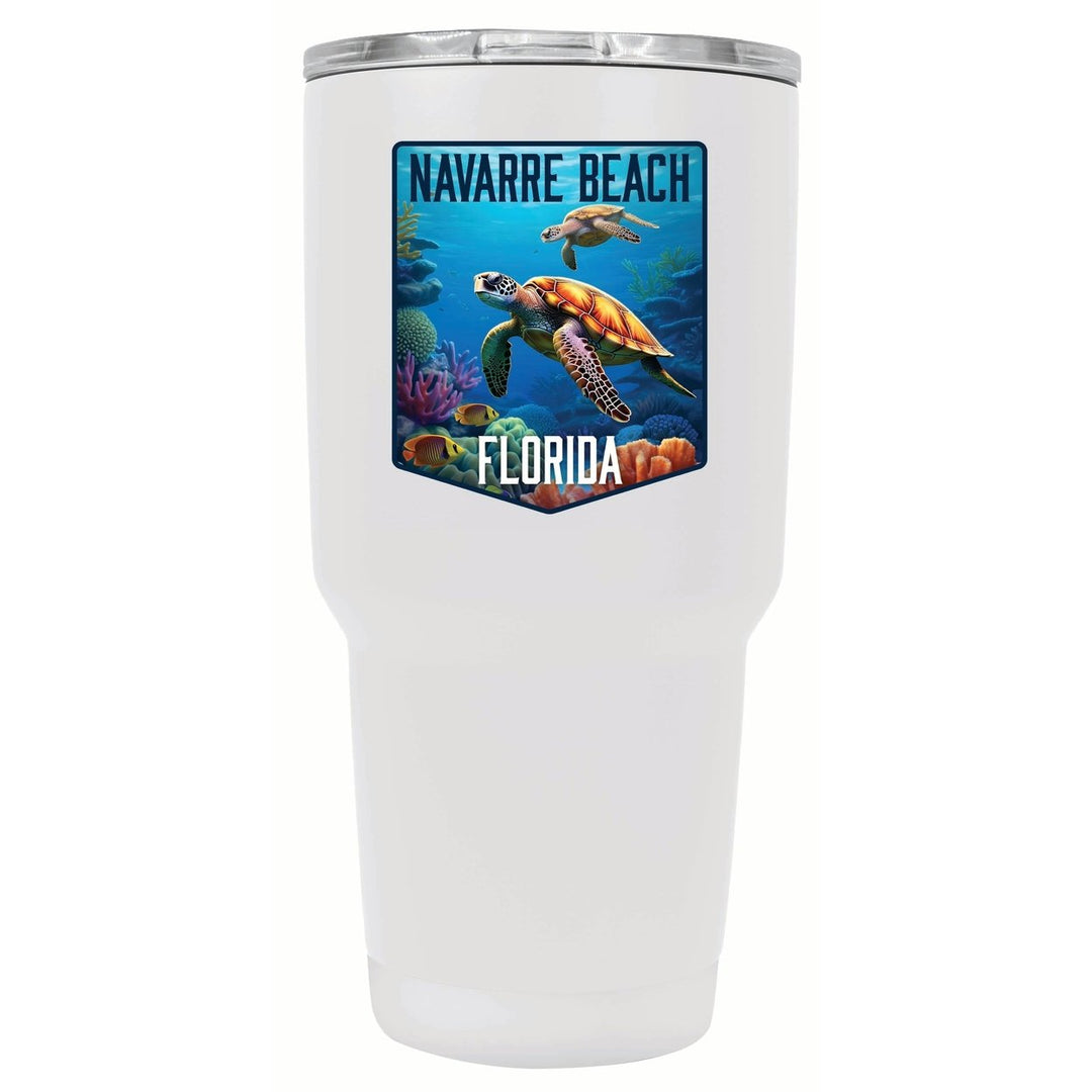 Navarre Beach Florida Underwater Turtle Design Souvenir 24 oz Insulated Stainless Steel Tumbler Image 1