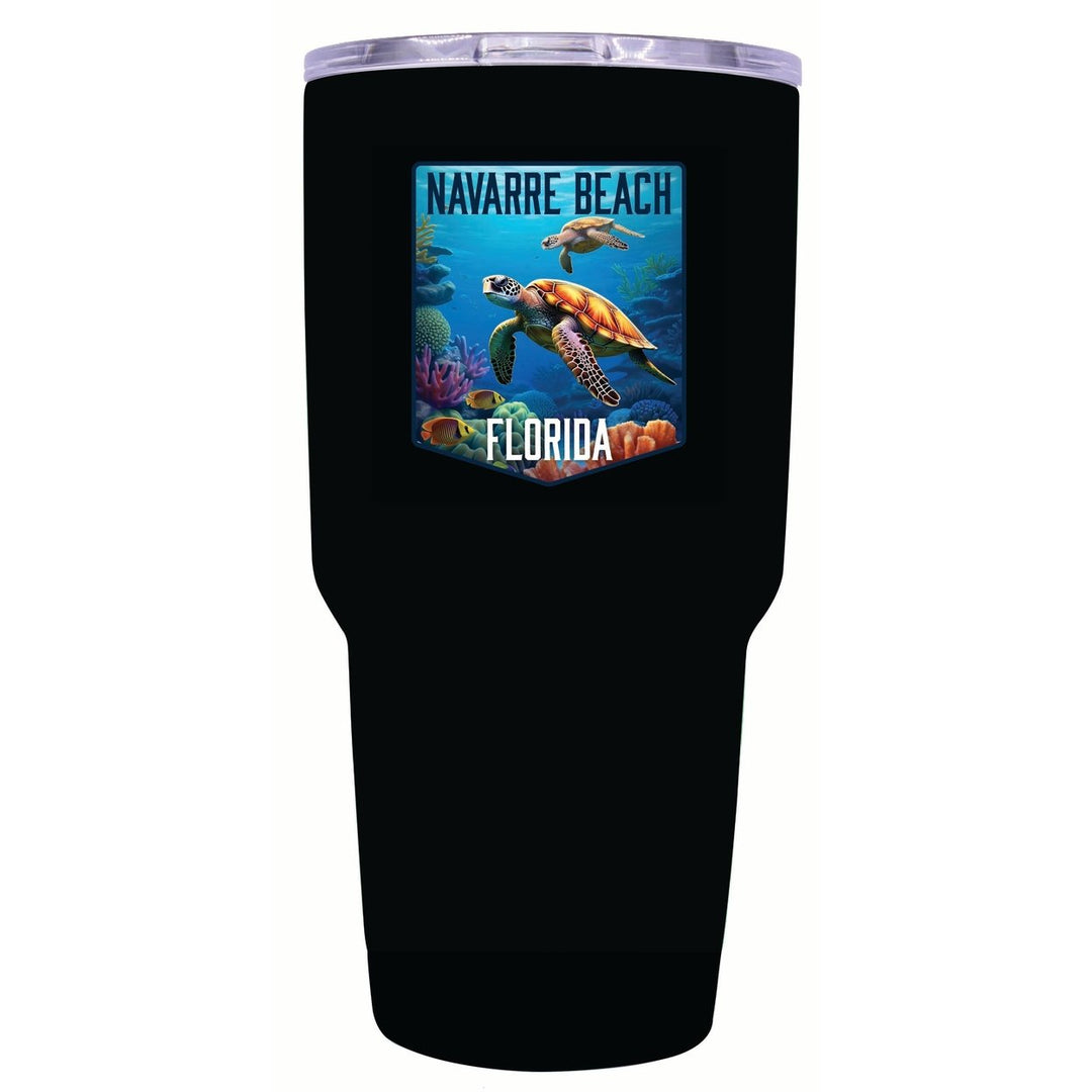 Navarre Beach Florida Underwater Turtle Design Souvenir 24 oz Insulated Stainless Steel Tumbler Image 2