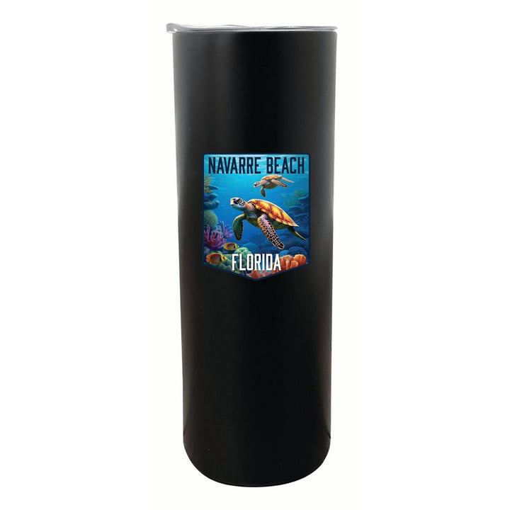 Navarre Beach Florida Underwater Turtle Design Souvenir 20 oz Insulated Stainless Steel Skinny Tumbler Image 3