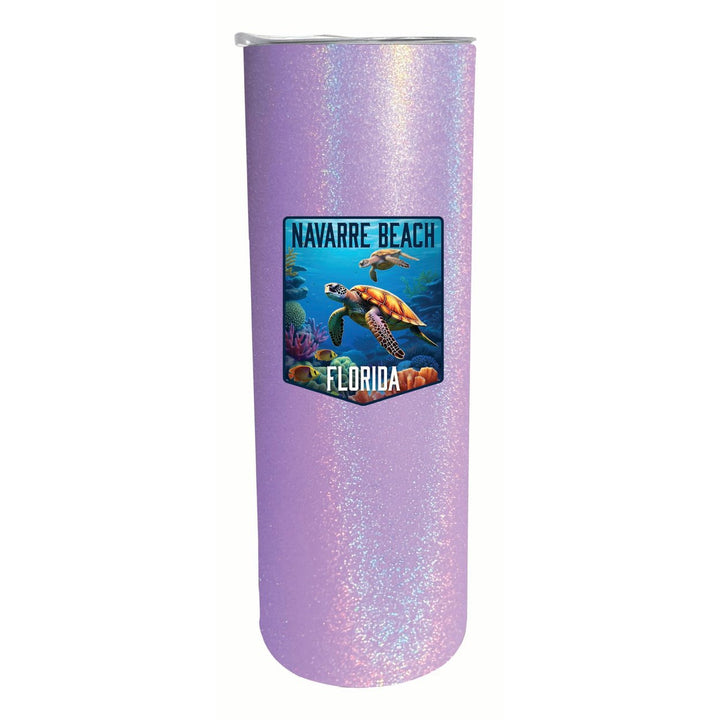 Navarre Beach Florida Underwater Turtle Design Souvenir 20 oz Insulated Stainless Steel Skinny Tumbler Image 1