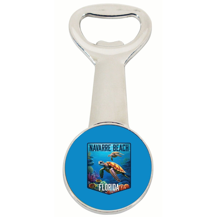 Navarre Beach Florida Underwater Turtle Design Souvenir Magnetic Bottle Opener Image 1