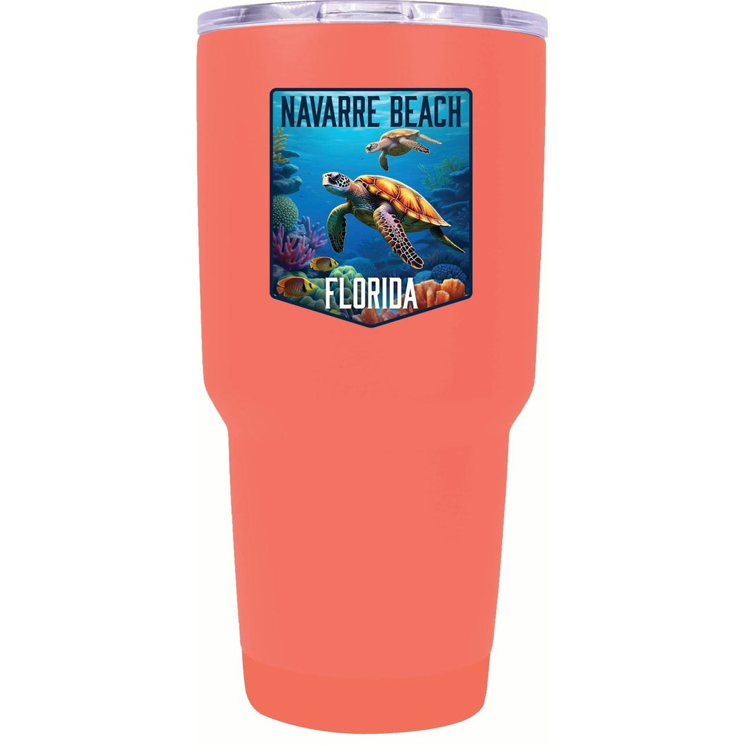 Navarre Beach Florida Underwater Turtle Design Souvenir 24 oz Insulated Stainless Steel Tumbler Image 3