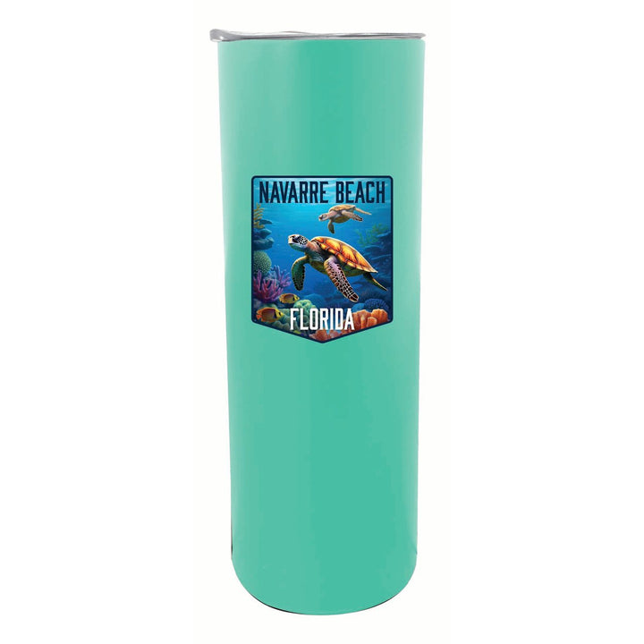 Navarre Beach Florida Underwater Turtle Design Souvenir 20 oz Insulated Stainless Steel Skinny Tumbler Image 6