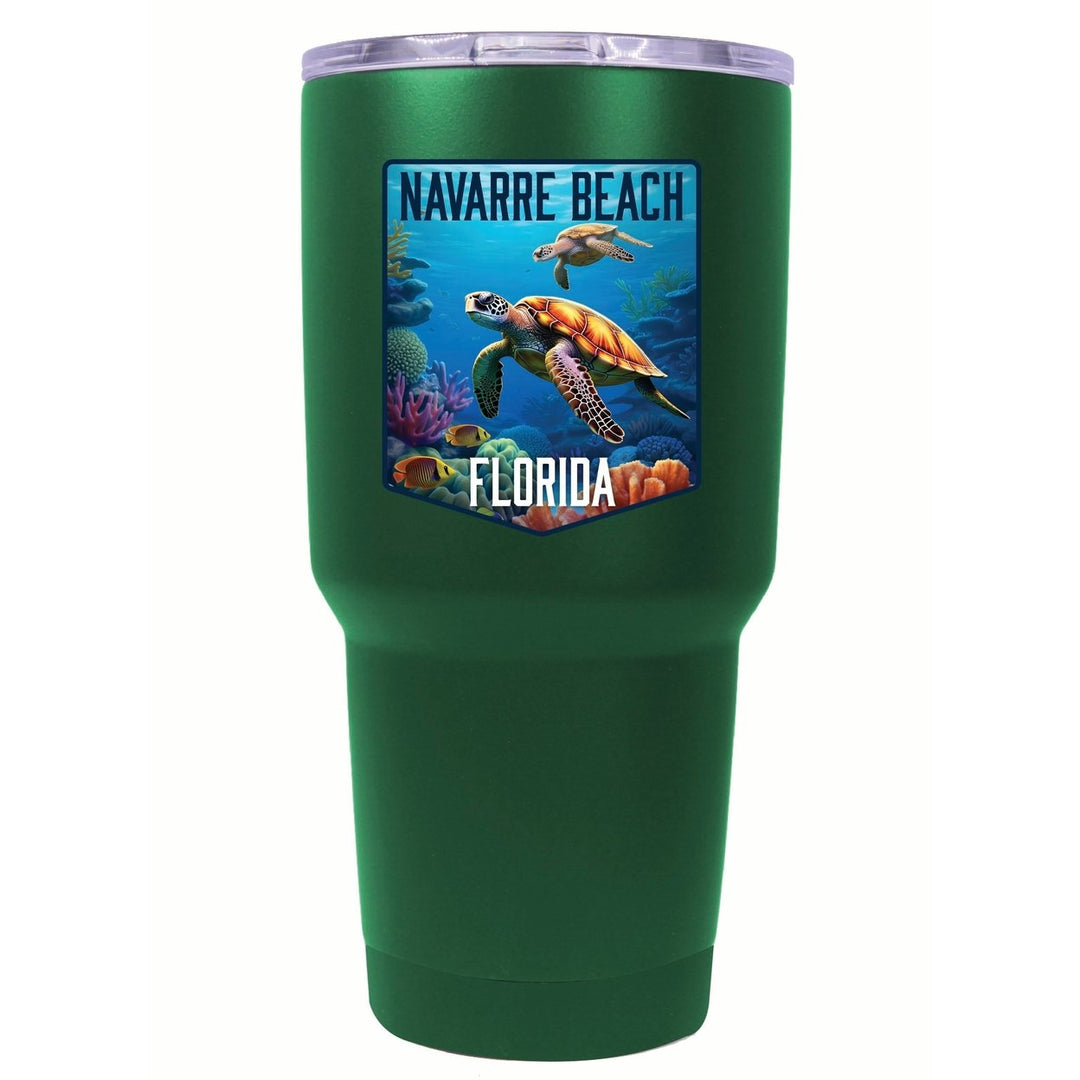 Navarre Beach Florida Underwater Turtle Design Souvenir 24 oz Insulated Stainless Steel Tumbler Image 4