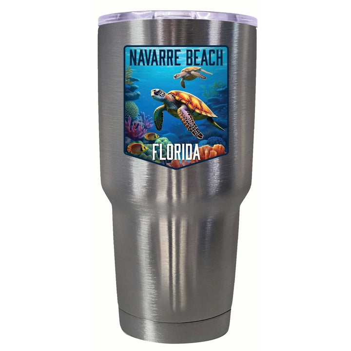 Navarre Beach Florida Underwater Turtle Design Souvenir 24 oz Insulated Stainless Steel Tumbler Image 4